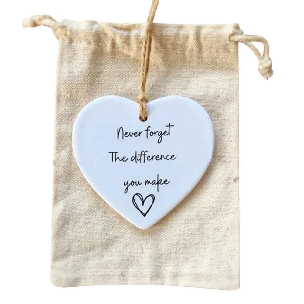 Thank You Gift, Never Forget The Difference You Make Ornament, Acrylic Hanging Heart Sign for Xmas Tree Home Decor
