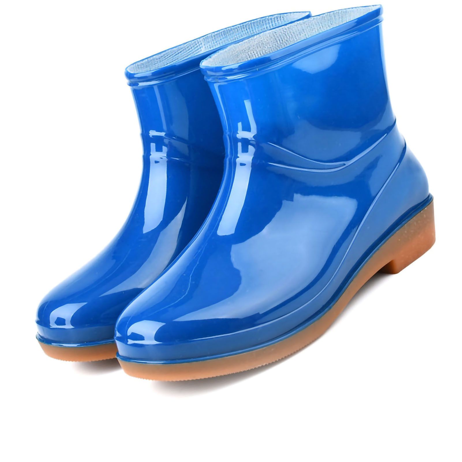 Womens Rain Boots Fashion Antiskid Short Rain Boot Round Head Radian PVC Plastic Rain Boots Blue 38 โ image 2