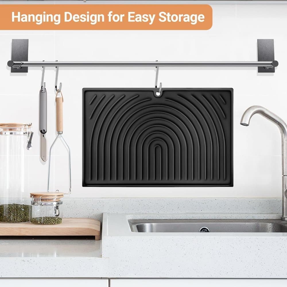 Non-Slip Foldable Silicone Kitchen Counter Mat with Water Drainage, 51cm x 41cm, Grey — image 5