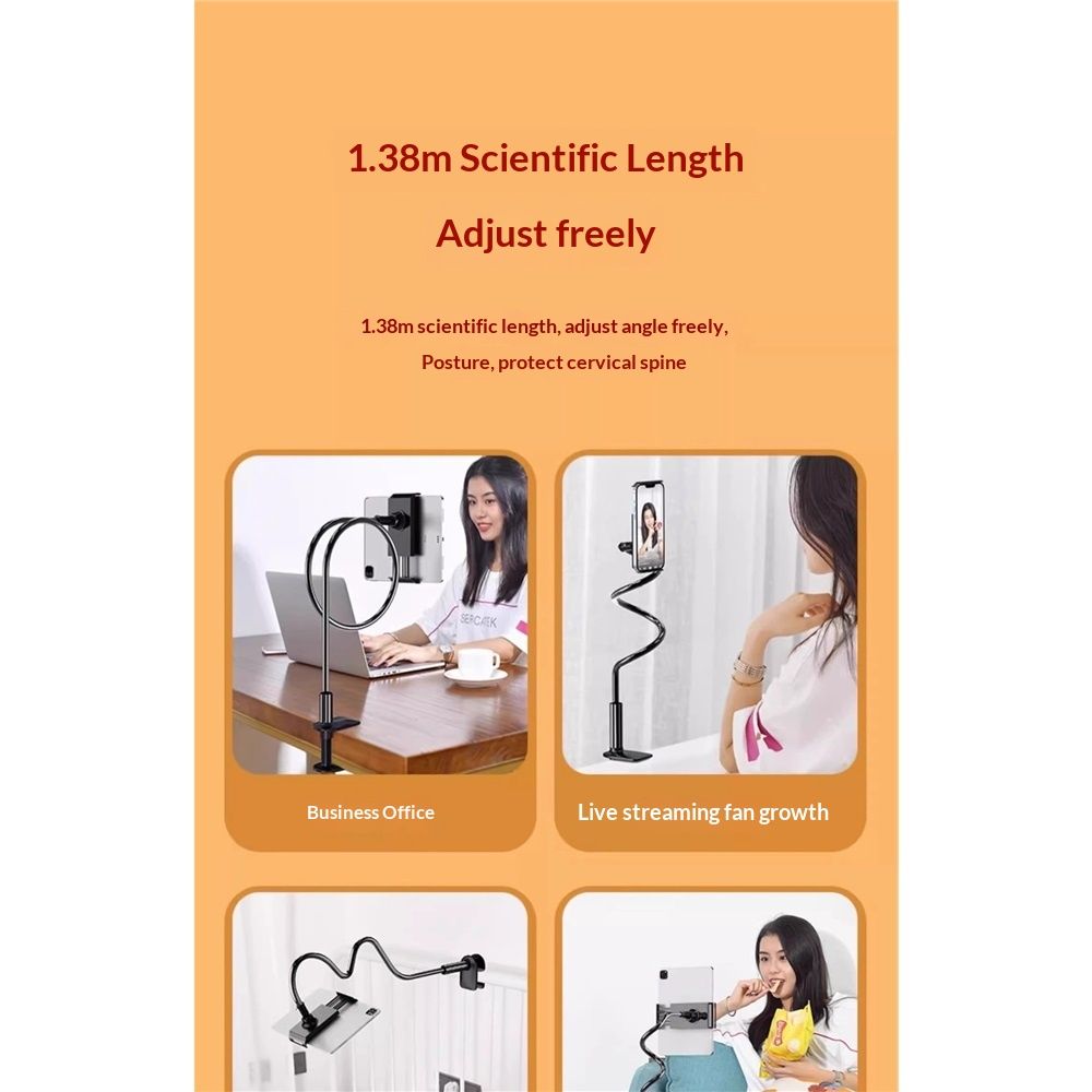 Phone Holder Bed 1pcs- [Thickening the solid heart tube] Flexible Arm, 38inch Overall Length, 360 Adjustable Clamp Clip, Overhead Cell Phone Mount Stand for — image 5