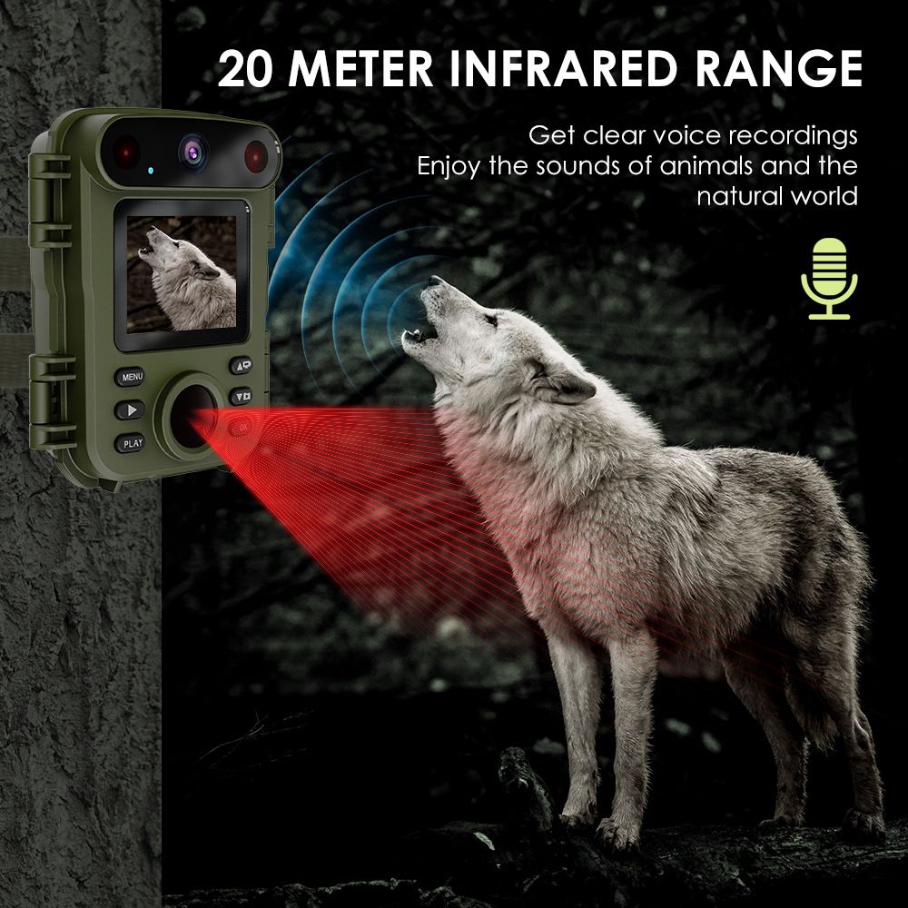 32MP 1080P Infrared Night Vision Scouting Camera, IP66 Waterproof Outdoor Wildlife Sensor Camera with 2" Color Screen & 20m PIR Range for Home Farm Security โ image 4
