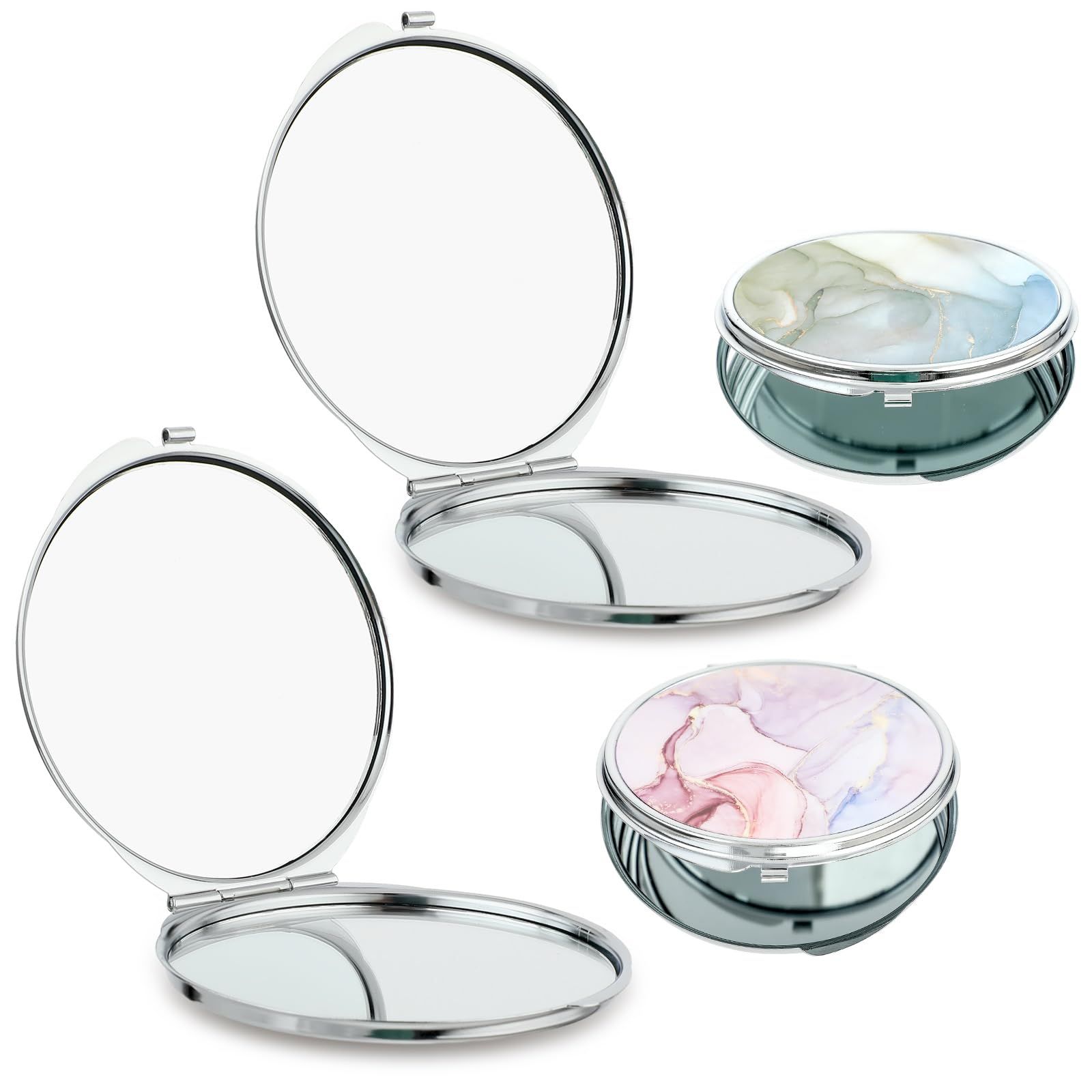 Portable Folding Handheld Vanity Mirror Aesthetic Double-Sided Plane Mirror for Travel Home Office Women Purse Handbag Wallet â image 2