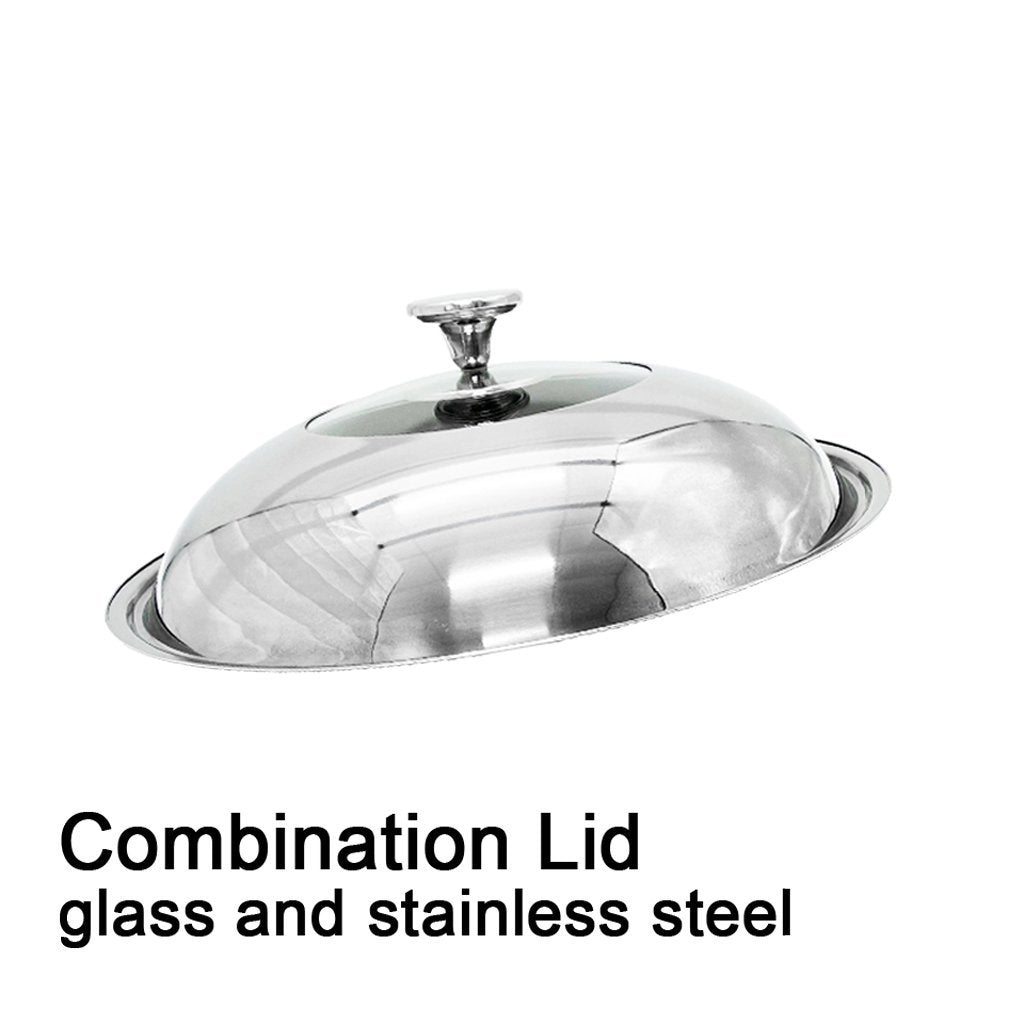 Double Ear 304 Stainless Steel 38cm Non-Stick Stir Fry Cooking Kitchen Wok Pan with Lid Honeycomb Double Sided — image 6