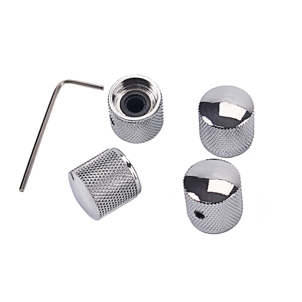 4Pcs Metal Hexagon Knobs for Guitar Volume Control Silver 1.8 x 0.73in — image 3
