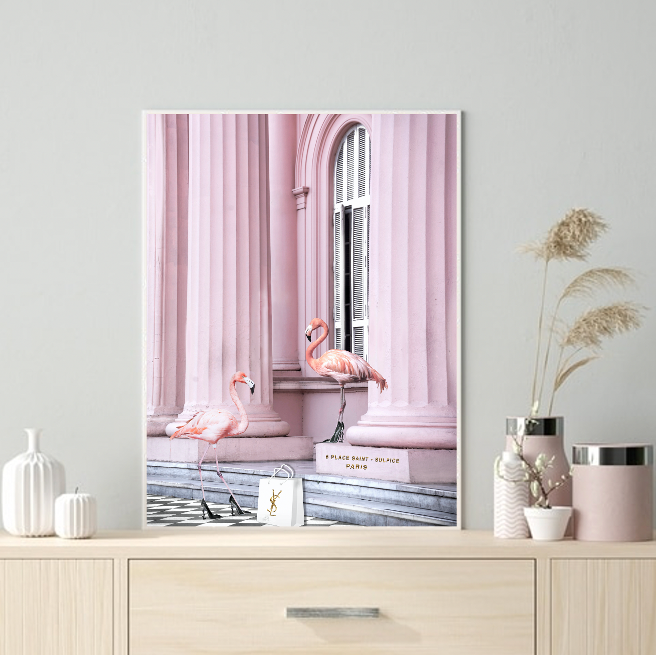 Interior Ave - Saint Pink - 90cm x 60cm White Framed Artwork โ image 2