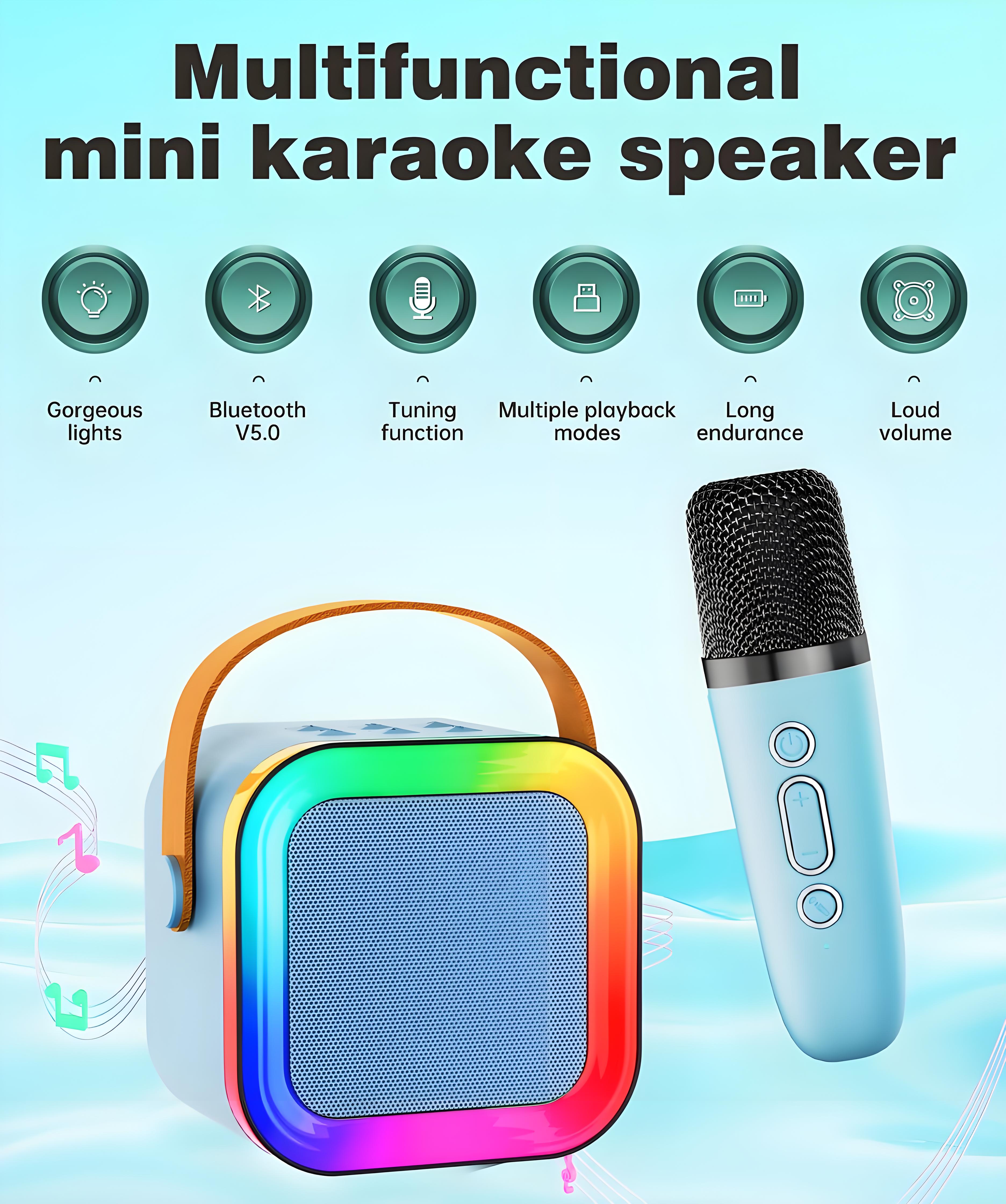 Black Mini Karaoke Machine with 2 Wireless Microphones: Portable Bluetooth Speaker for Kids & Adults, Ideal Gift for All Occasions โ image 3