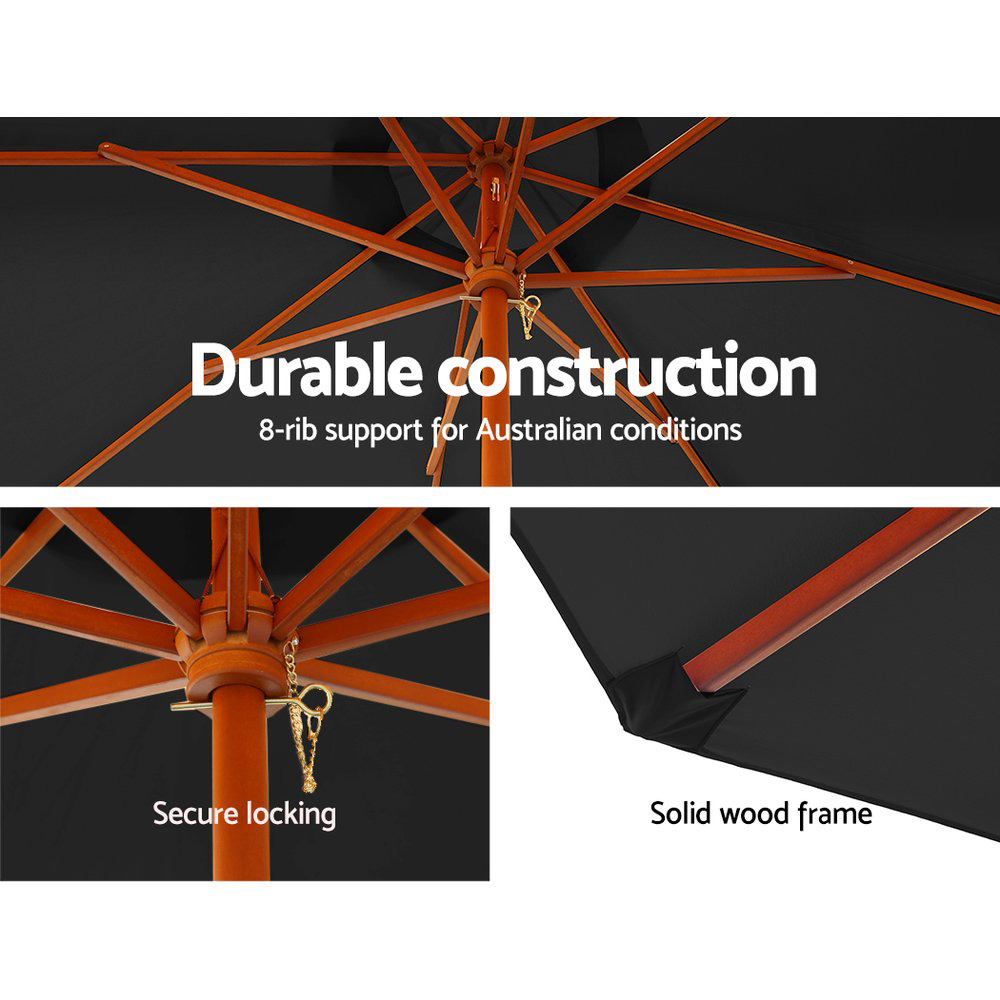 Instahut 3m Outdoor Umbrella Pole Umbrellas Beach Garden Sun Stand Patio Black โ image 5