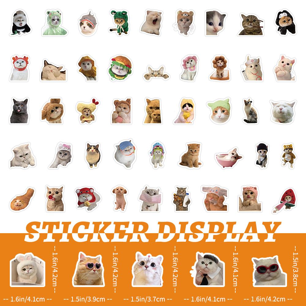 Cat Meme Stickers, 100 Pcs Cute Decals, PVC Vinyl Waterproof Stickers for Laptop, DIY Decorations for Water (Cat Meme Stickers) โ image 5