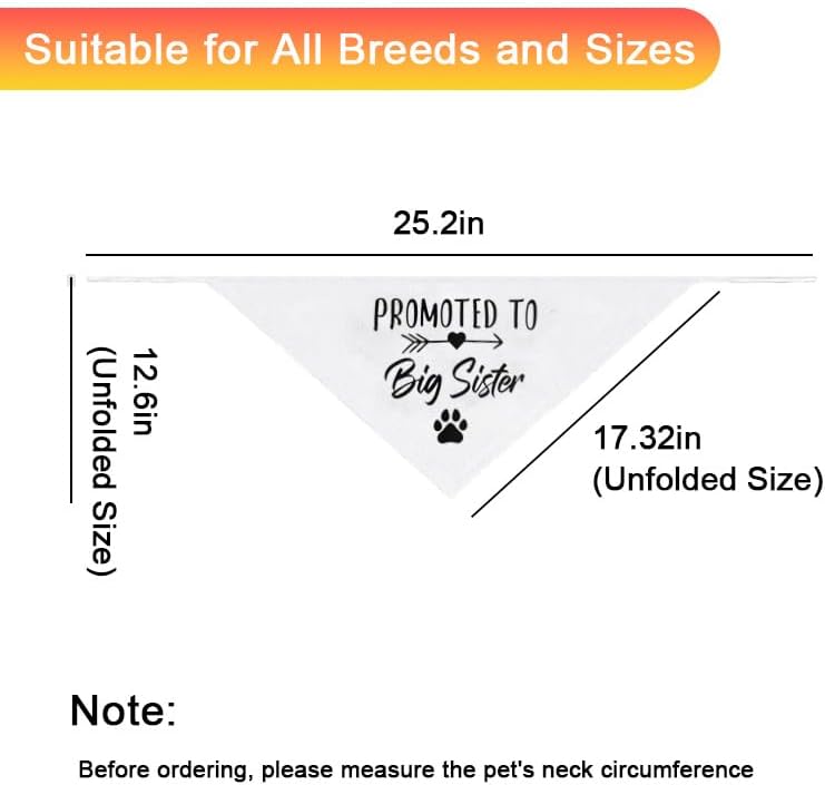 Promoted to Be Big Sister Dog Bandana Baby Announcement Pet Bandanas for Dogs Scarf for Small Medium Large Dogs Baby Gender Reveal Photo Prop Pet Scarf — image 2