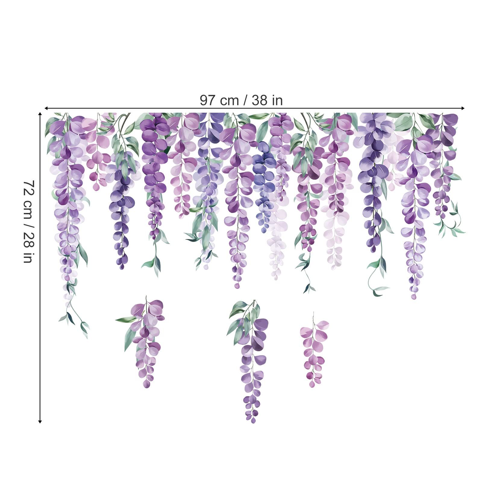 Purple Hanging Vine Double Sided Window Clings Wisteria Flower Leaf Window Decals Anti-Collision Glass Doors Window Stickers — image 2