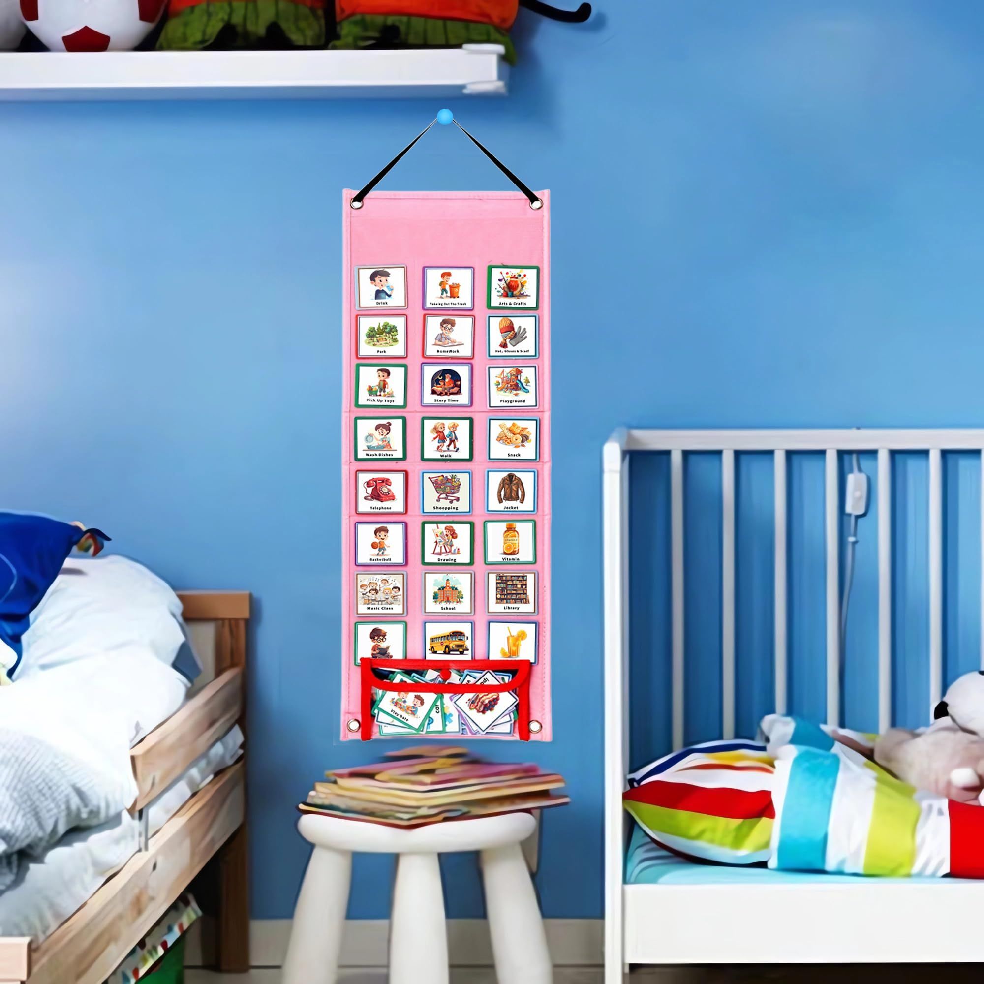 Kids Visual Schedule Calendar Chart, 2 in 1 Autism Learning Materials with 70 Cards Autism Learning Materials Kids Visual โ image 4