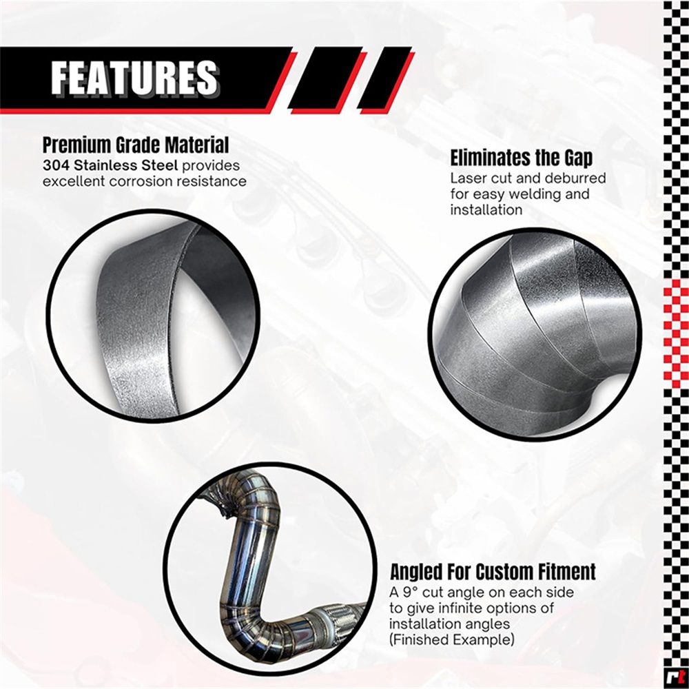 304 Stainless Steel Pie Cuts, 3'' Exhaust Pipe with Laser Cut 5 Pcs(polishing) Unwelded, Laser-Cut & Polished for High-Flow Performance 5pcs — image 3