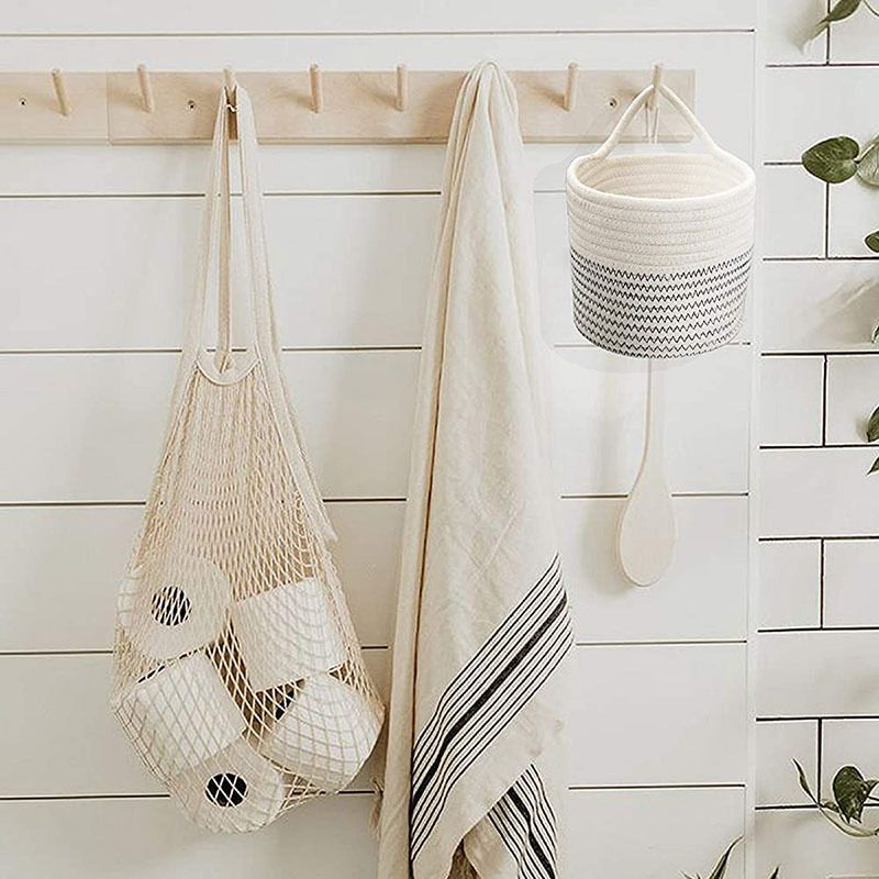 2 Pack Small Hanging Basket,wall hanging baskets with hooks,small hanging storage basket with handle for Porch Living Room Bedroom — image 5