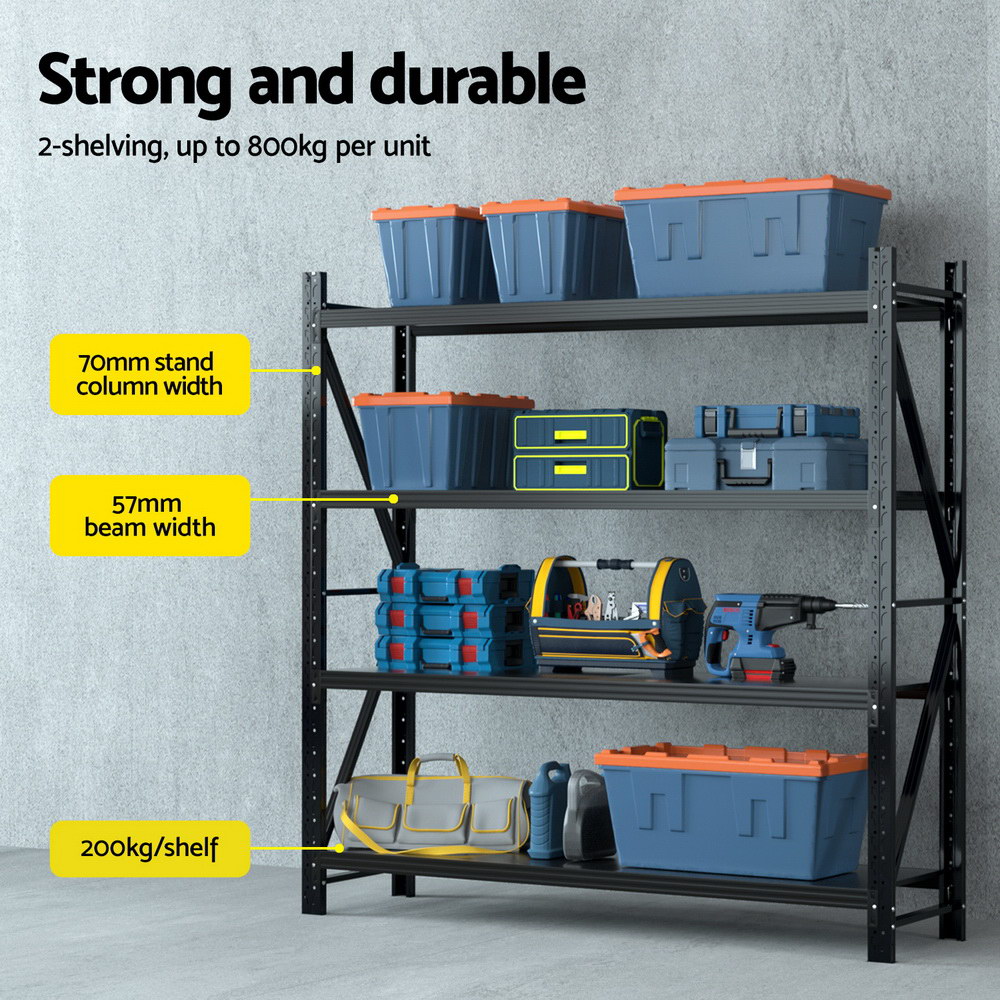 Giantz 4Mx2M Garage Shelving Warehouse Rack Black — image 4