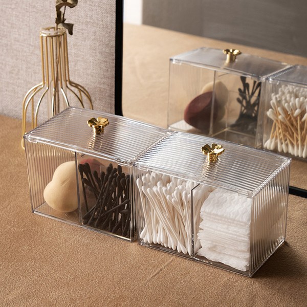 Makeup Storage Organizer Bathroom Jar Cotton Swabs Storage — image 4