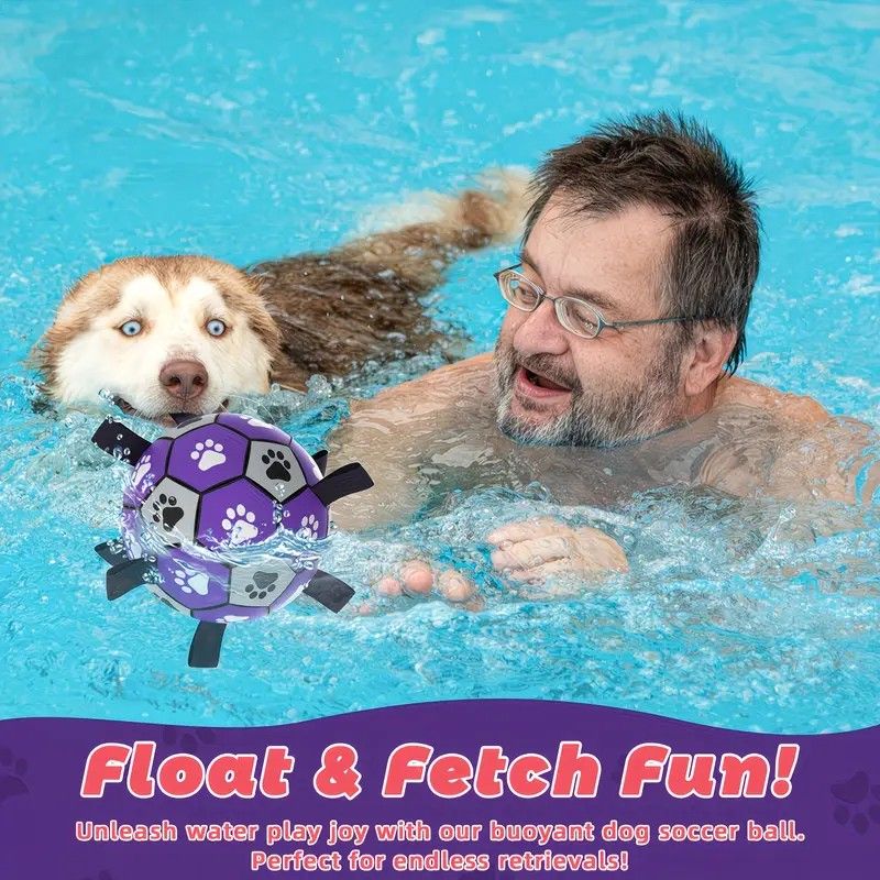 Dog Ball Toy Soccer Ball with Webbing Strap, Indoor and Outdoor Interactive Tug-of-War, Purple and Black Soccer Ball, Pet Toy for Large, Medium, and Small Dogs โ image 5