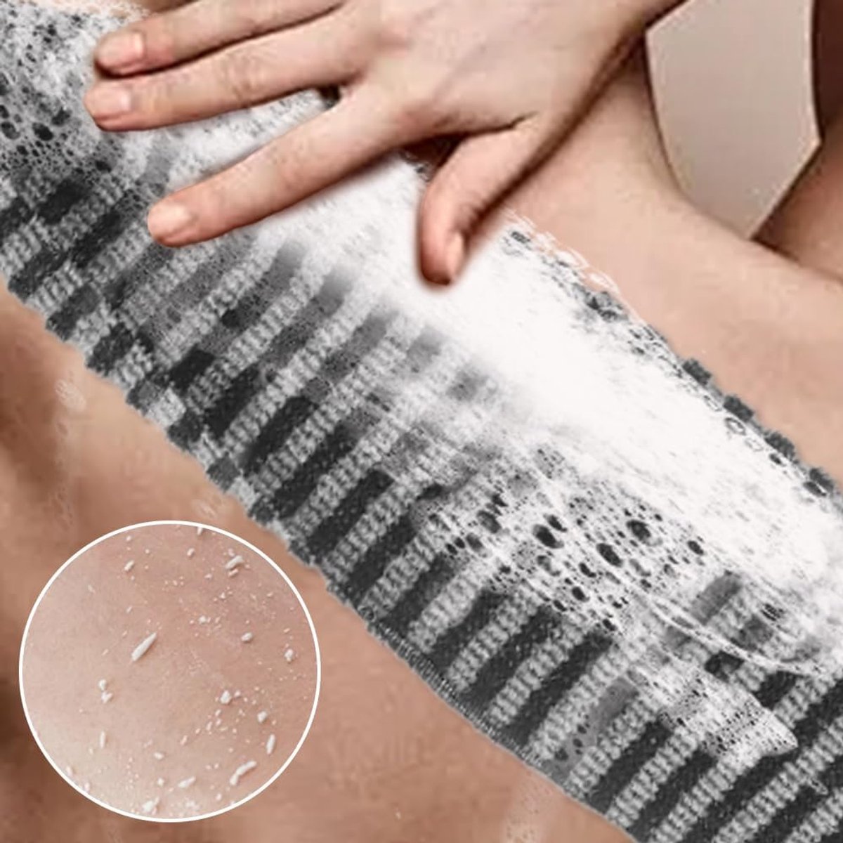 Back Scrubber Set | 2-Piece Exfoliating Shower Towel | Extra Long Exfoliating Washcloth for Men and Women - Scrub Cloth for Body Cleansing and Massage — image 4