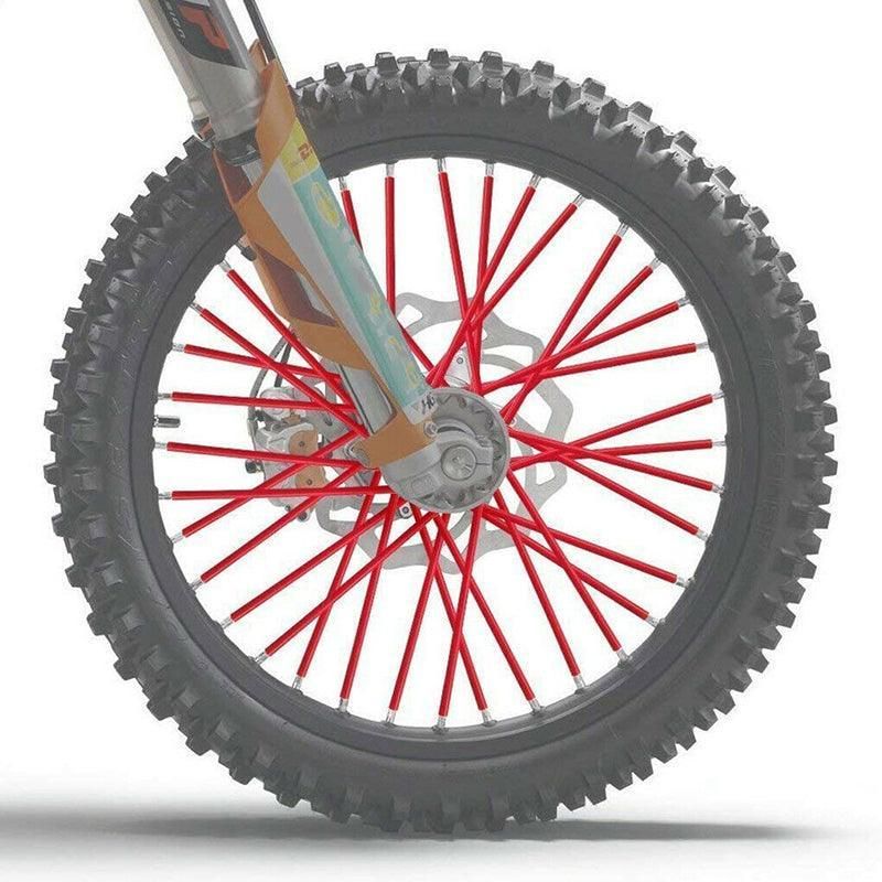 72PCS Wheel Spoke Wrap Sleeves Mountain Bike Bicycle Mtb Wraps Skins Covers - Red โ image 5