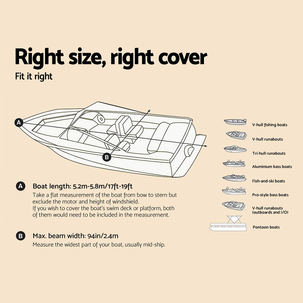 Seamanship 17-19ft Boat Cover Trailerable Jumbo 600D Marine Heavy Duty — image 2