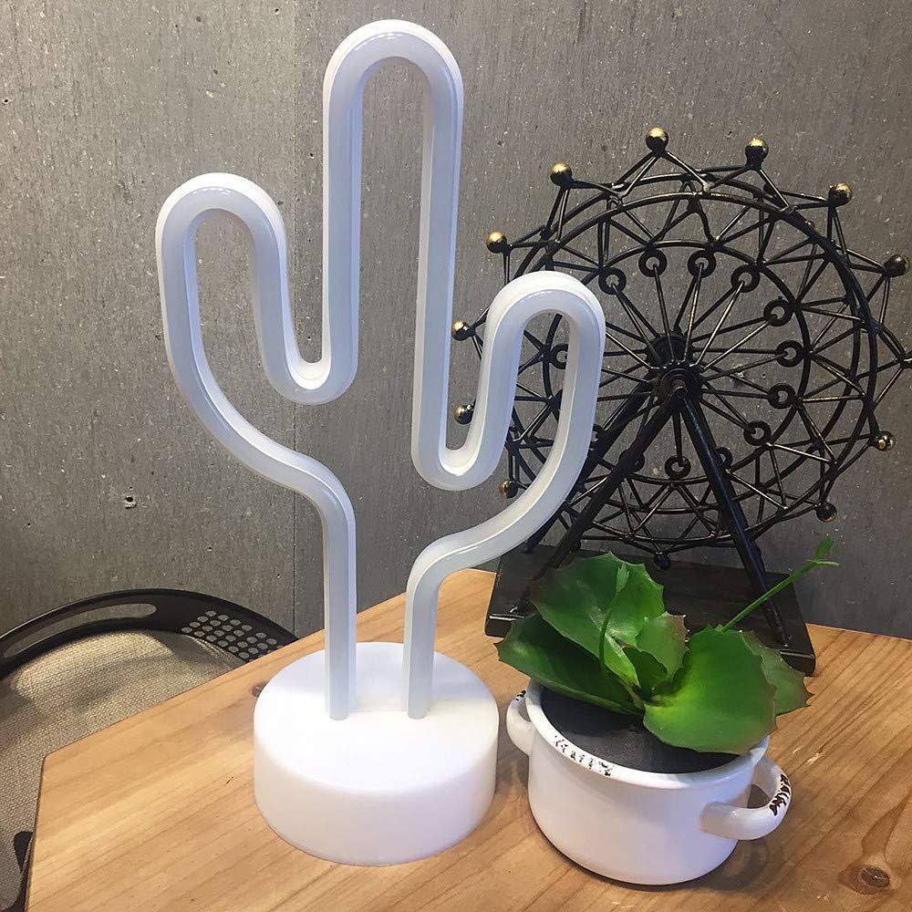 Green Cactus Neon Light Signs LED Cactus Neon Lights Night Lights with Pedestal Room Decor Battery/USB Operation Cactus Lamps — image 5