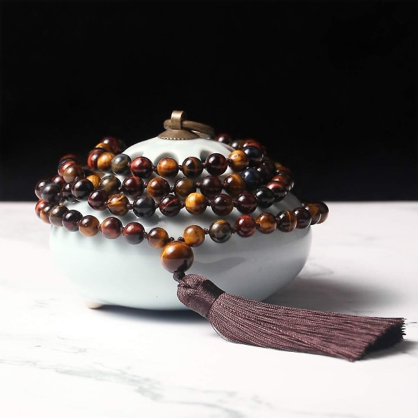 108 Mala Bead Necklace, Tibetan Prayer Beads in Natural Stone — image 4