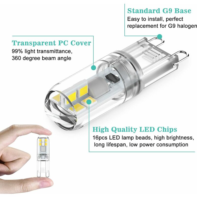 G9 LED Bulbs 1.5W Equivalent To 20W Halogen Light Cool White 6000K, Ac 220-240V, Non-Dimmable, Mini Incandescent Bulb — image 3