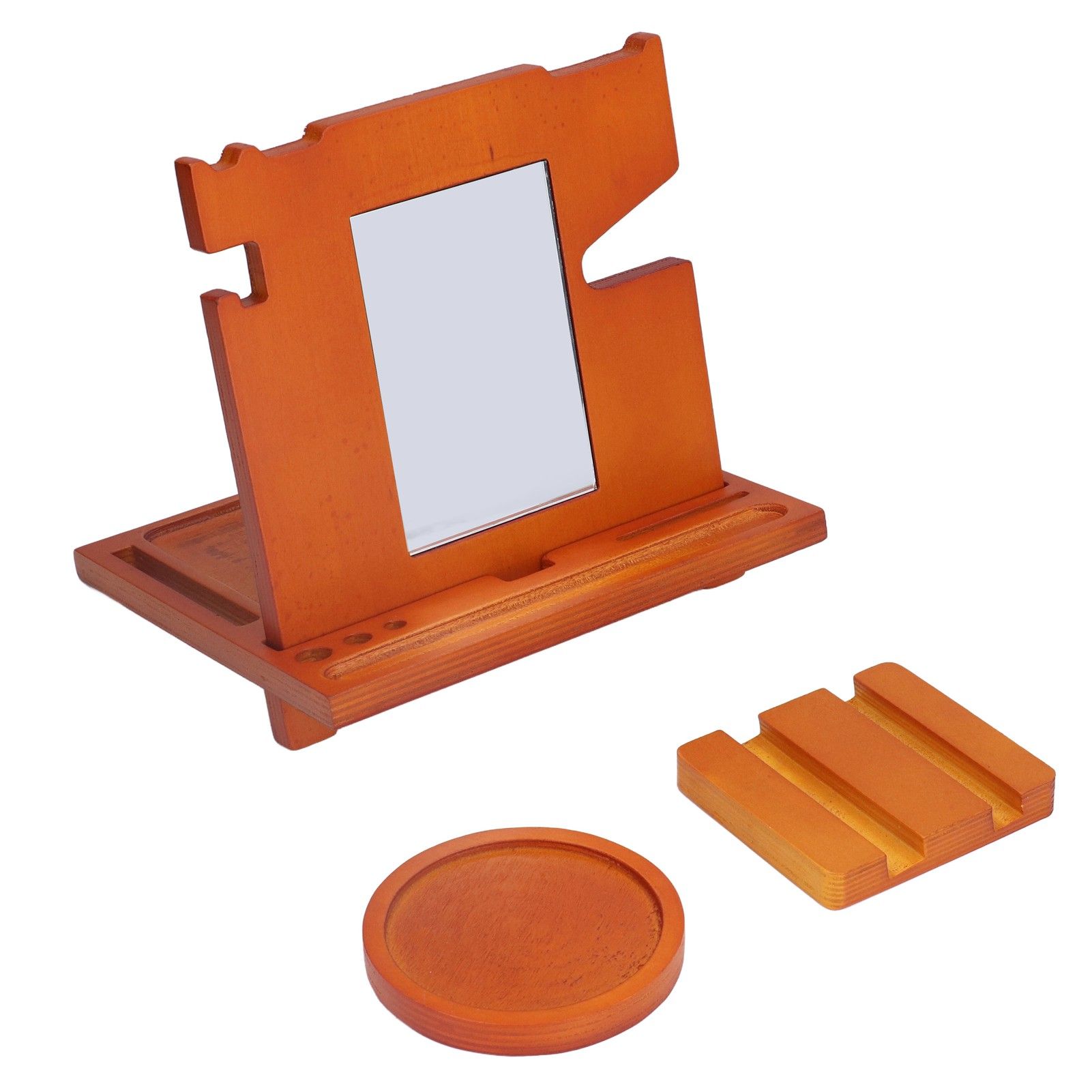 Wood Mobile Phone Base Multifunctional Durable Watch Glasses Key Storage Bracket Desktop Organizer โ image 2