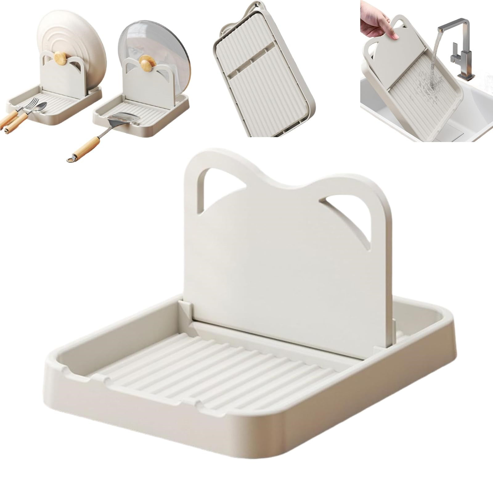 Rack, Spoon Rest with Lid Holder: Foldable Silicone Spoon Holder High Temperature Spoon Organizer Spatula Holder for Kitchen Counters and Stove Tops White โ image 2