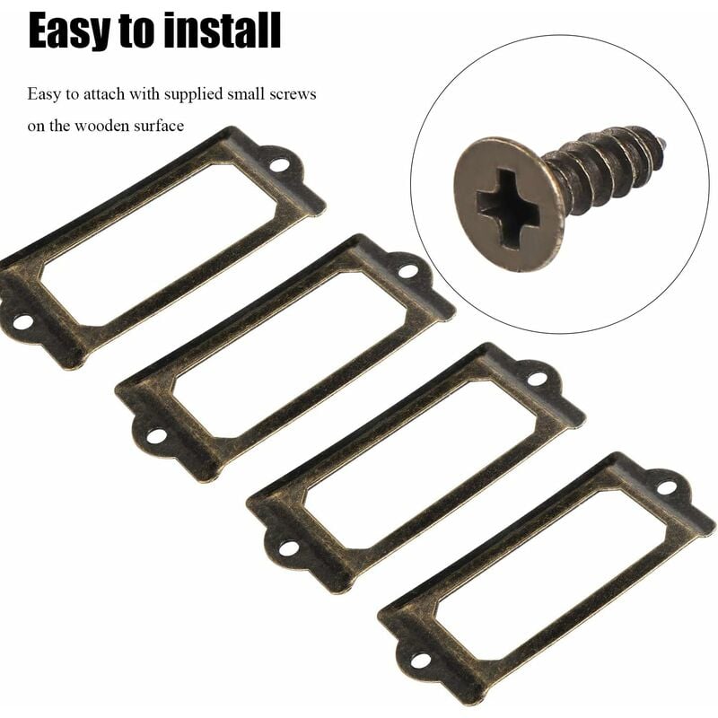 Metal label holder with screws for desk, bronze, 15 pcs, size 70x33mm โ image 3
