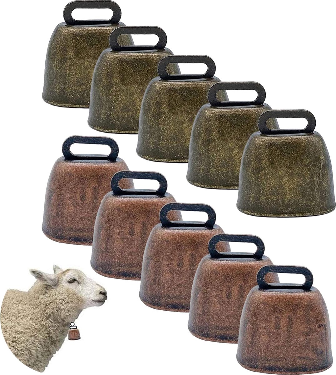10 Pieces - Cowbell - Cowbells - Decorative Cowbells - Farm - Bell - Grazing Cowbell - Metal Cow Bell Bells - Goat Bell - Animal Gift - Bronze*5+red bronze*5 — image 6