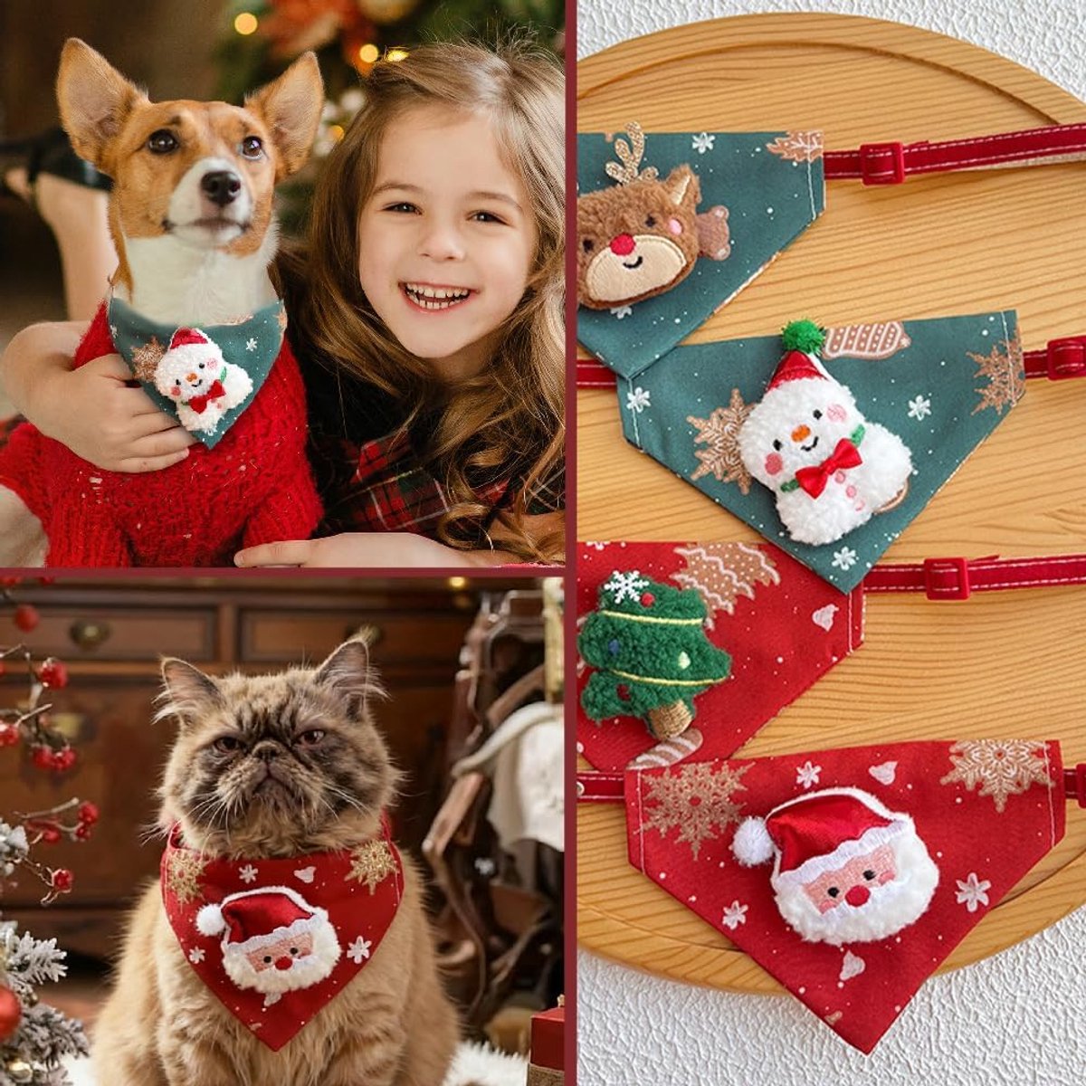 Pet Scarves - 4 Pack - Triangle Christmas Scarves for Dogs - Adjustable Scarves for Pets - Stylish and Breathable Bibs for Dogs - Buckle Design - Suitable for — image 3