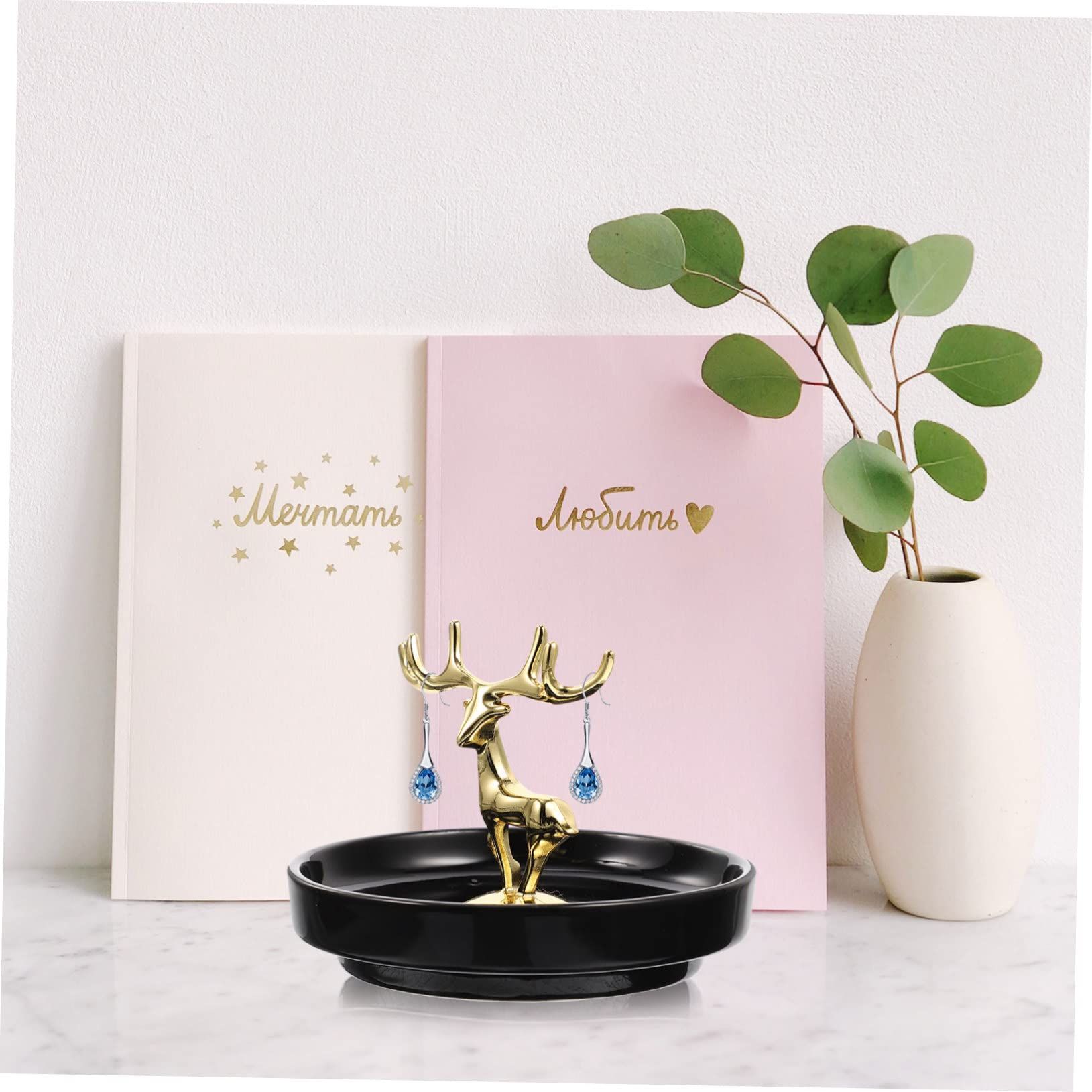 Deer Ornament Bracelet Tray Bracelet Holder Black Ring Black Decorations Black Stand Sculptures Home Decor Black — image 4