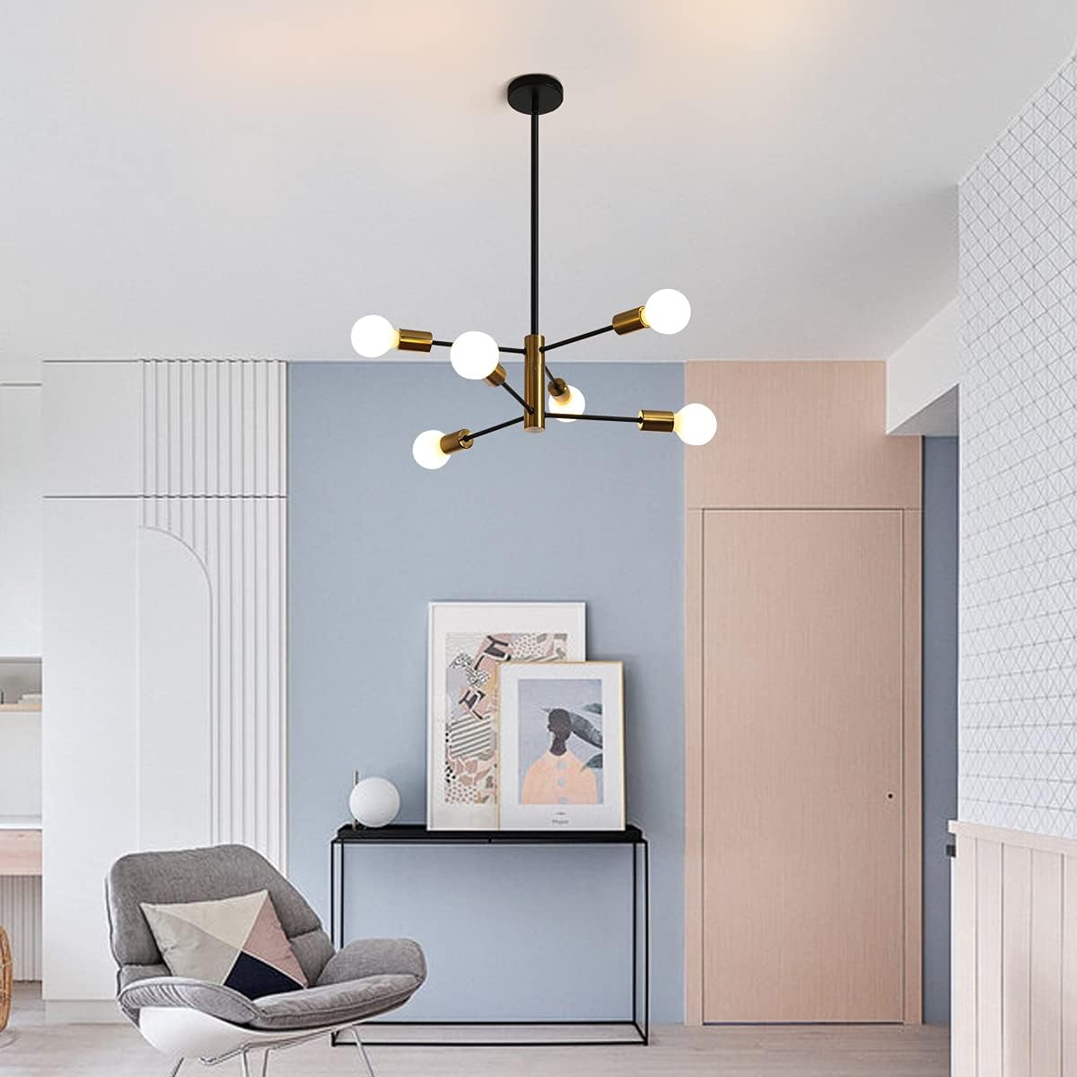 Sputnik Chandelier Modern Industrial, 6-Light, Black & Gold โ image 3