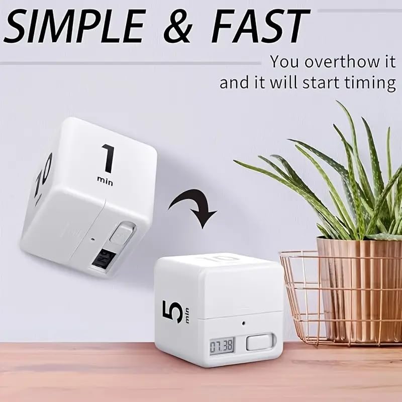 Digital Flip Cube Timer with Gravity Sensor and Preset Countdown Settings for Cooking, Study, Work and Time Management — image 6