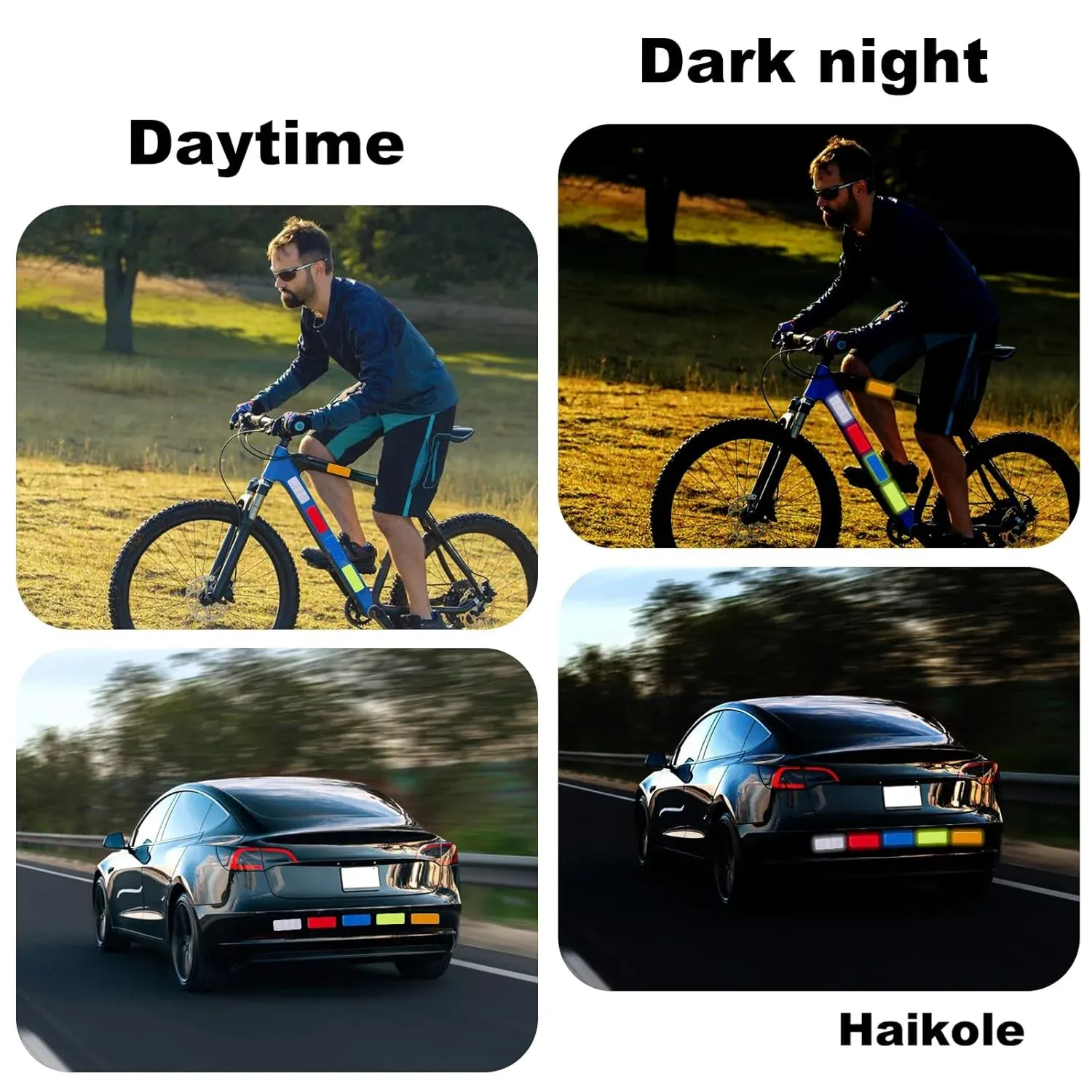50 Pcs Reflective Safety Stickers, Waterproof PET Warning Decals for Cars Bikes, 5 Colors — image 4