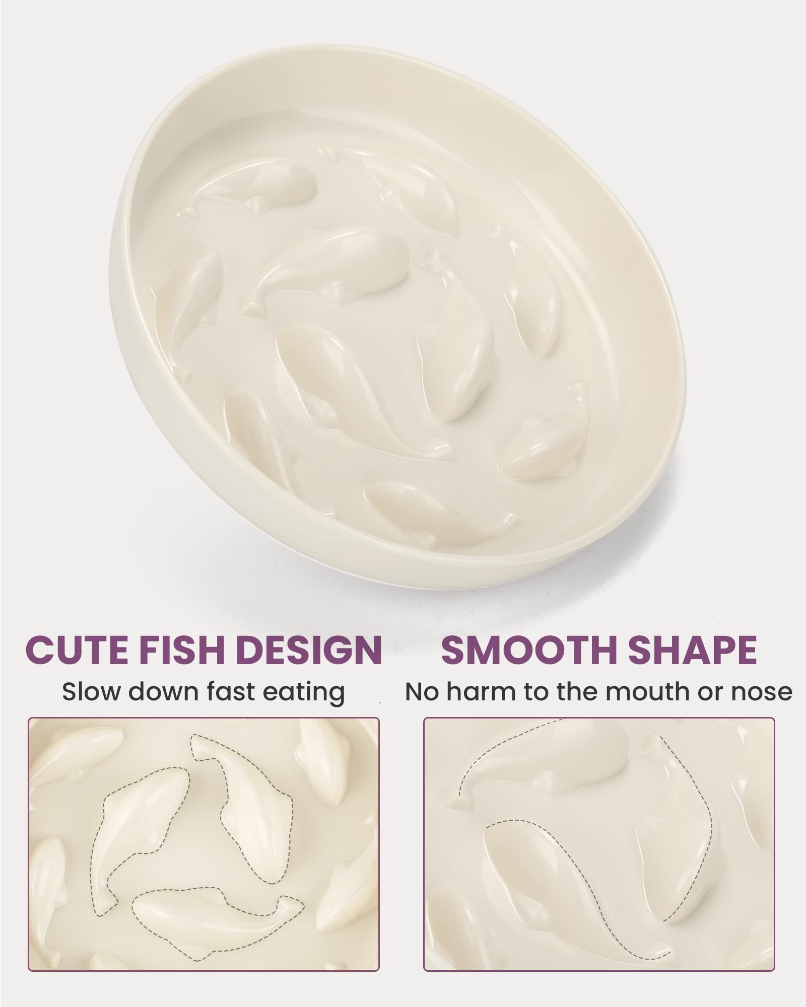 Cat Slow Feeder Bowl, Anti Vomiting, Nonslip, 2.8cm Height, Whale Shape, Silicone Non-slip Pads, Easy to Use and Clean — image 4