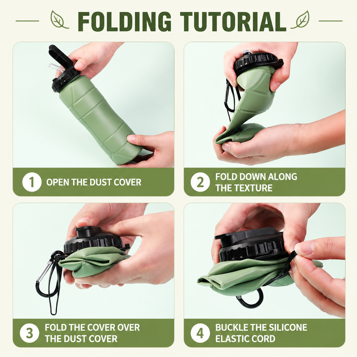 Gray Collapsible Silicone Water Bottle - 650ml Foldable Travel Bottle with Straw Lid, Food Grade Silicone Hiking Flask, Leak Resistant Portable Water Bottle — image 3
