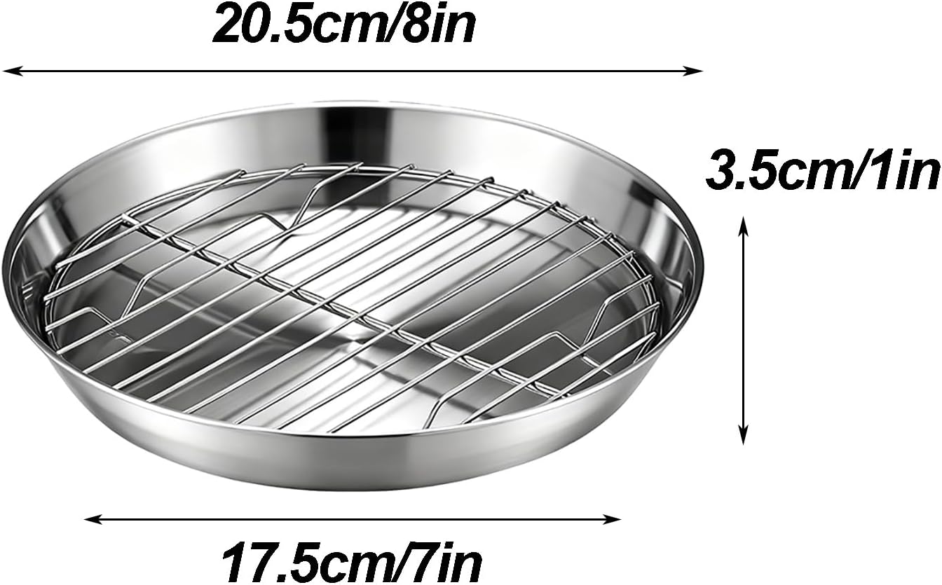 Baking tray for air fryer - Air fryer baking pan - Air fryer accessories - Baking tray with rack - Made of 304 stainless steel - 20 cm โ image 2