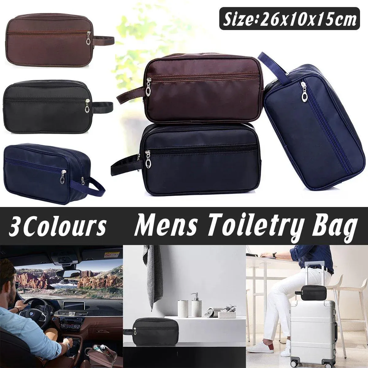 Large Capacity Portable Travel Cosmetic Bag for Men Outdoor Storage 3 Colours - Black — image 2