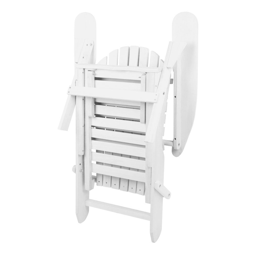 Gardeon 3PC Adirondack Outdoor Table and Chairs Wooden Sun Lounge Beach Patio White โ image 5