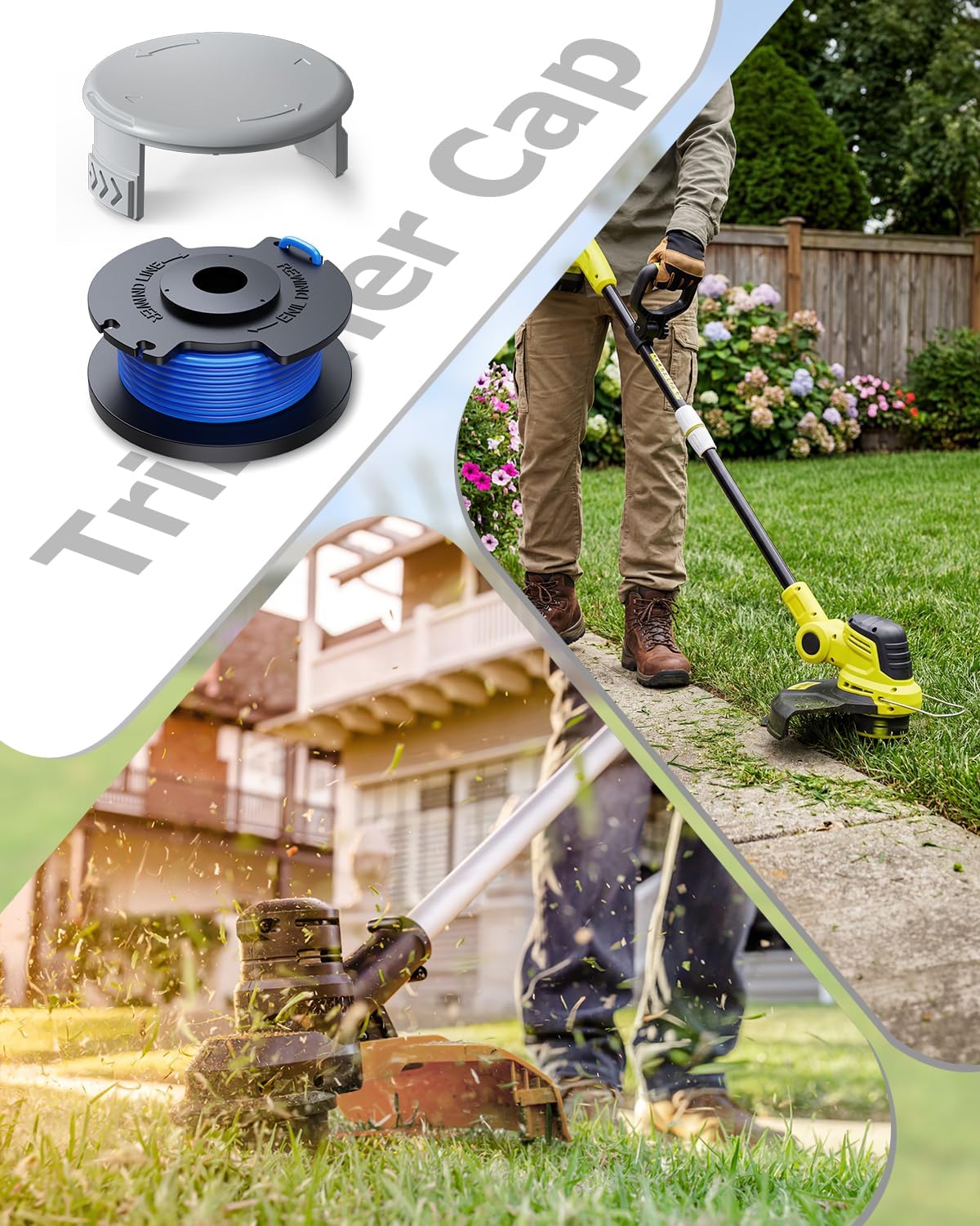 4 Pack AC14HCA Replacement Spool Cap Compatible with Ryobi Weed Wacker, Weed Eater Covers Parts Fit for Ryobi One+ 18V, 24V, 40V Cordless String Trimmers — image 5