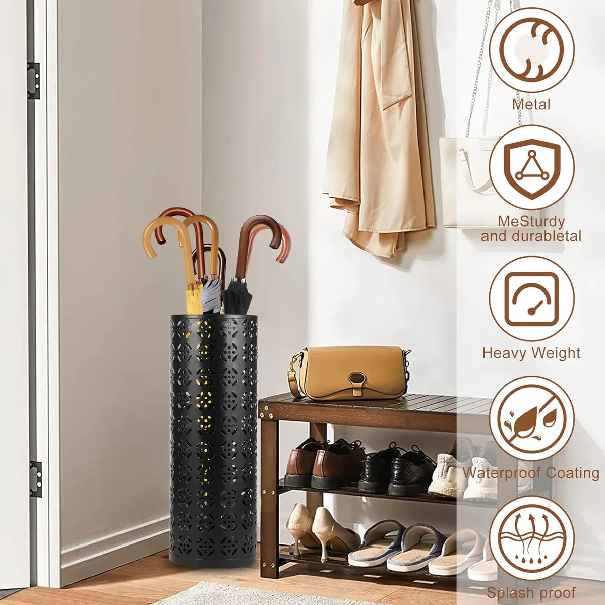 Multifunctional Metal Flower Storage Bucket Umbrella Holder Rack Home Decor — image 6