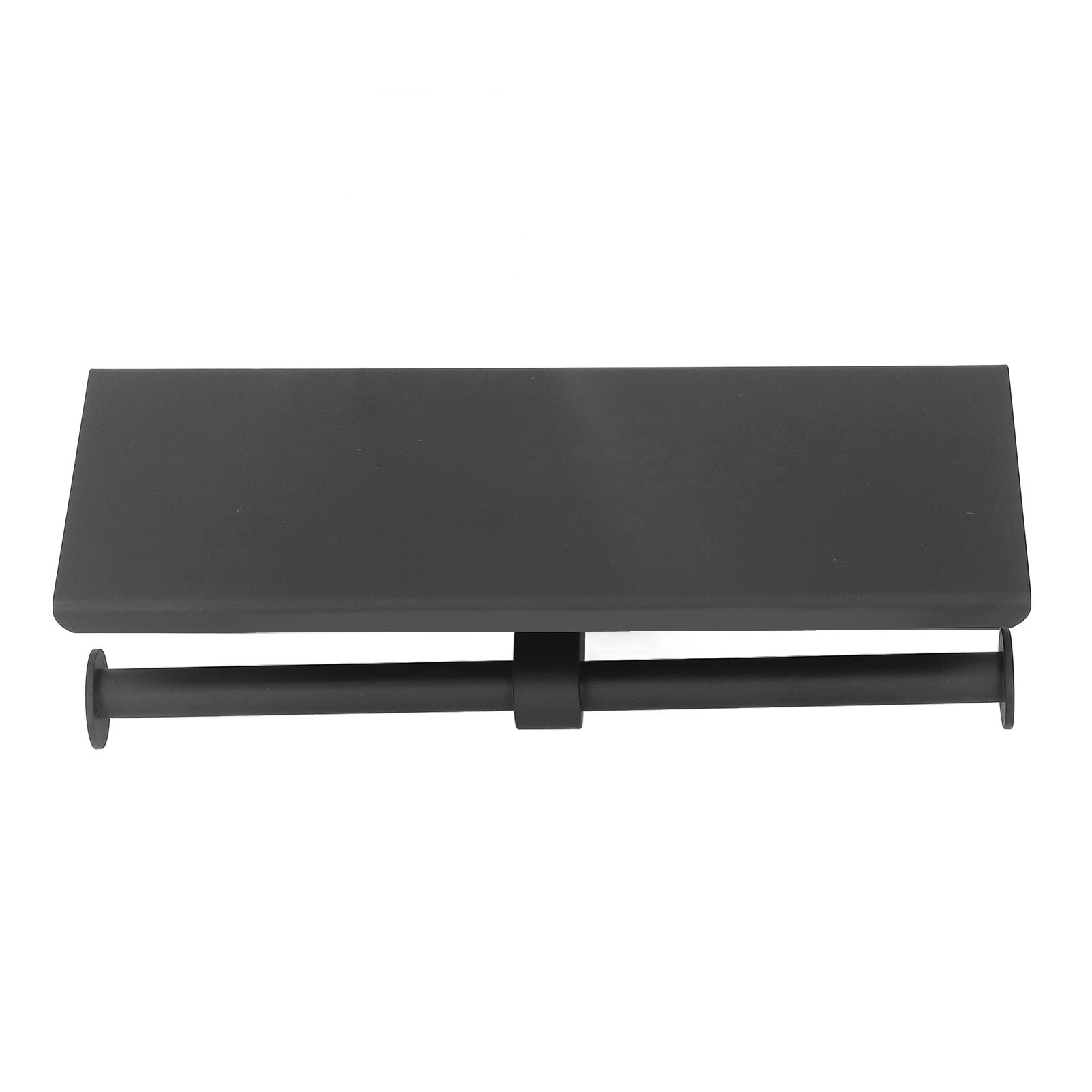 Stainless Steel Toilet Paper Holder with Shelf Self Adhesive Punch Free Toilet Paper Shelf Roll Holder for Bathroom K10 Black โ image 2