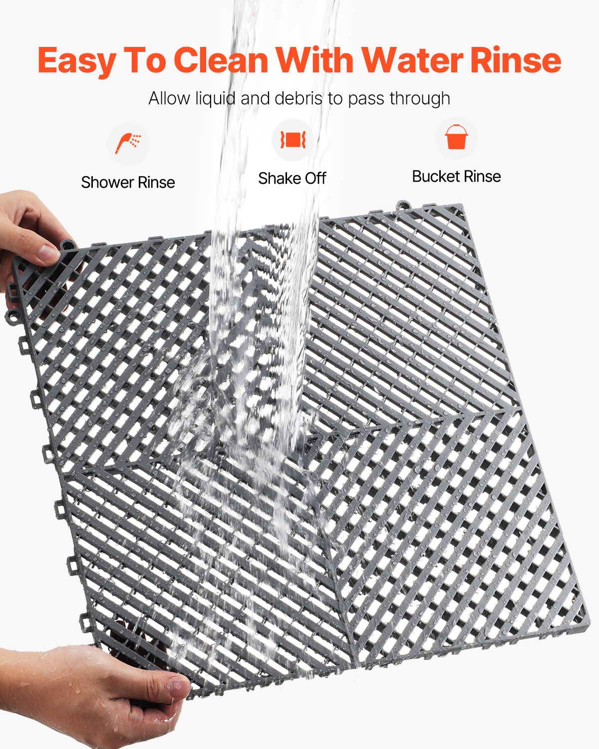 Interlocking Drainage Mat, 41.5 x 41.5 cm Modular Interlocking Cushion, 24 Pcs Splicing Drainage Mats, PP Non-Slip Drainage Floor Tile and Shower Mat, for β image 4