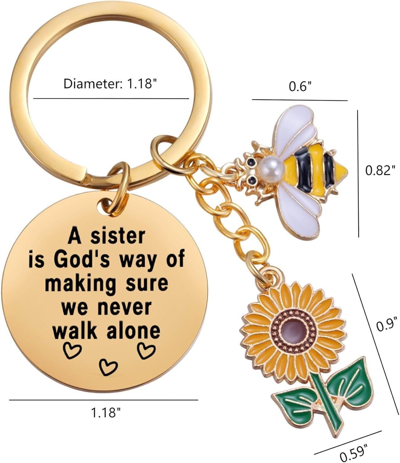 Sunflower Keychain for Women Inspirational Christmas Birthday Graduation Jewelry Gifts for Mom Daughter Wife Friend Sister — image 4