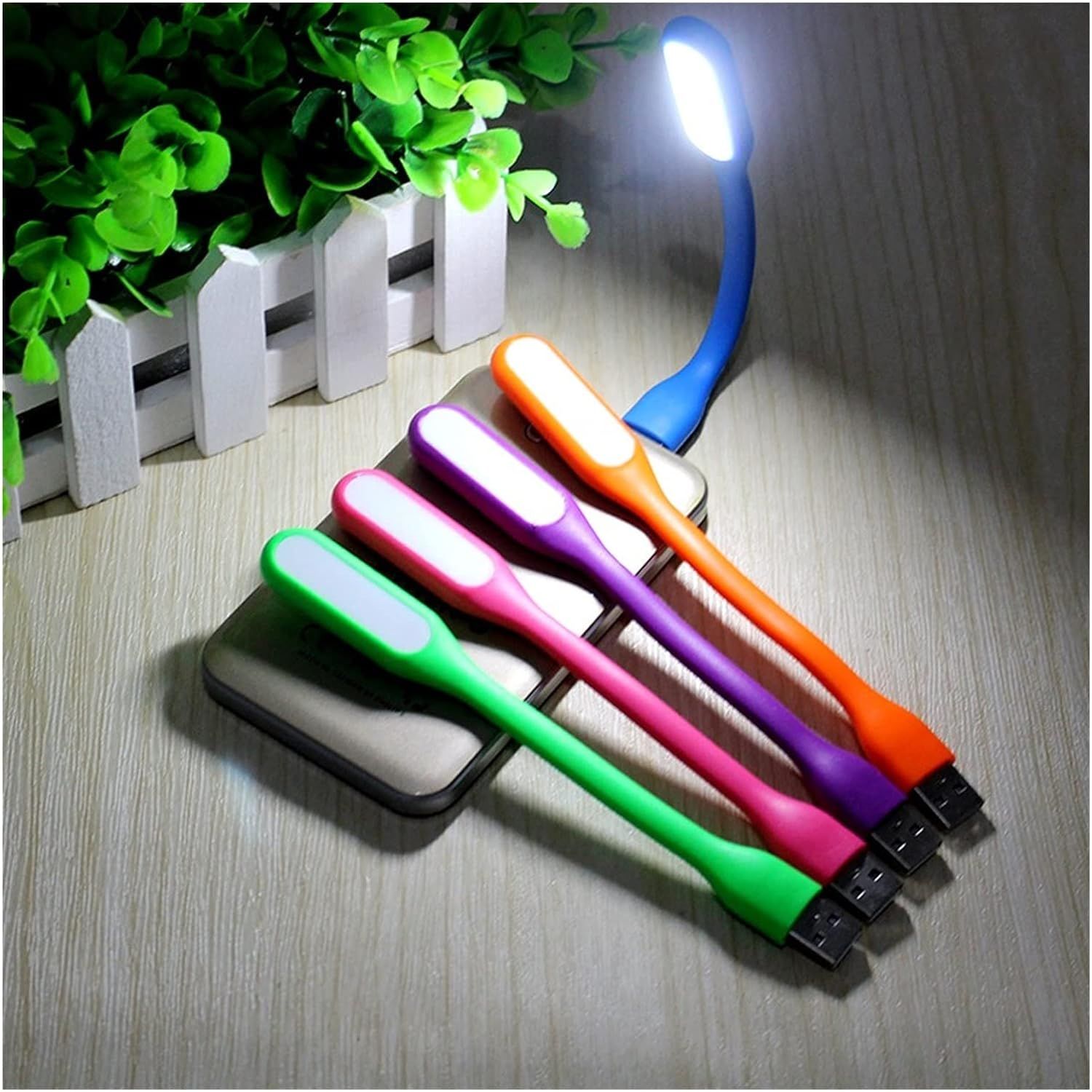 Flexible Mini USB LED Lamp Light Portable Night Light Compatible for Power Bank, Laptop, Notebook, Reading, (10pcs,Color Random)