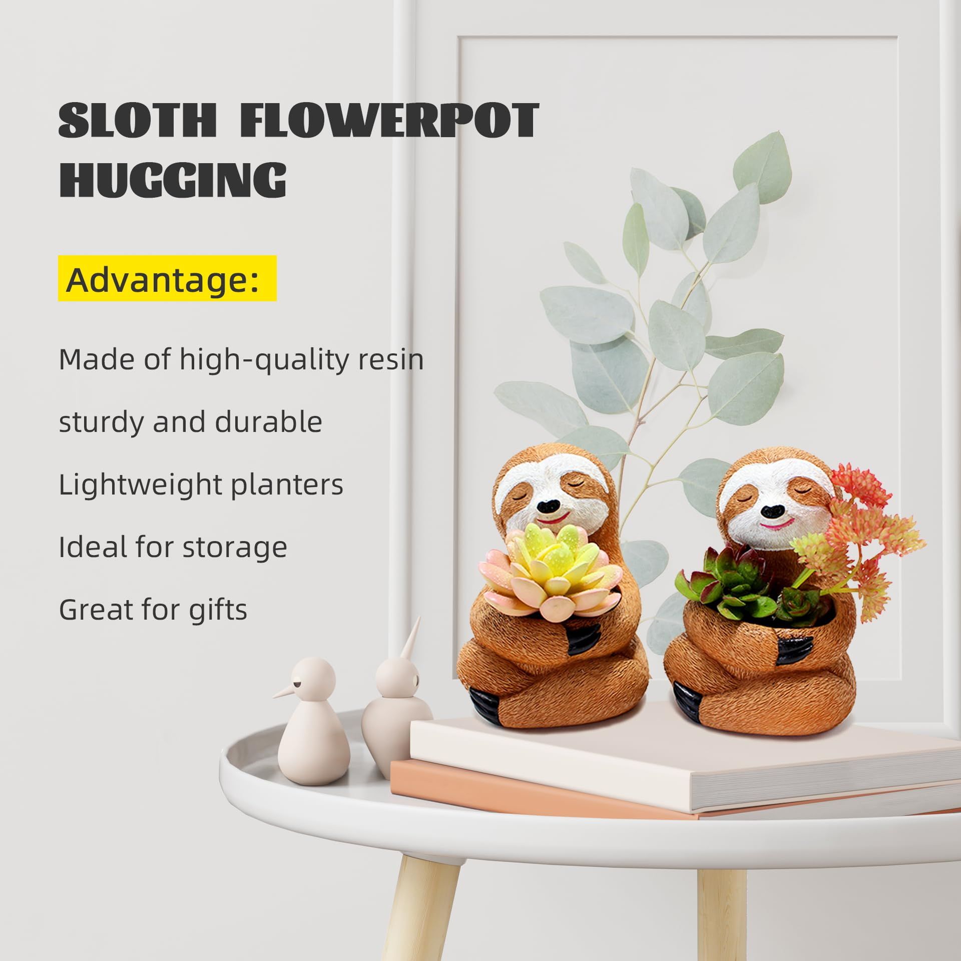 Small Succulent Plant Pot with Drainage Hole Cute Resin Flower Pot Ornaments Home Desktop Greenery Decor (Hugging) โ image 4