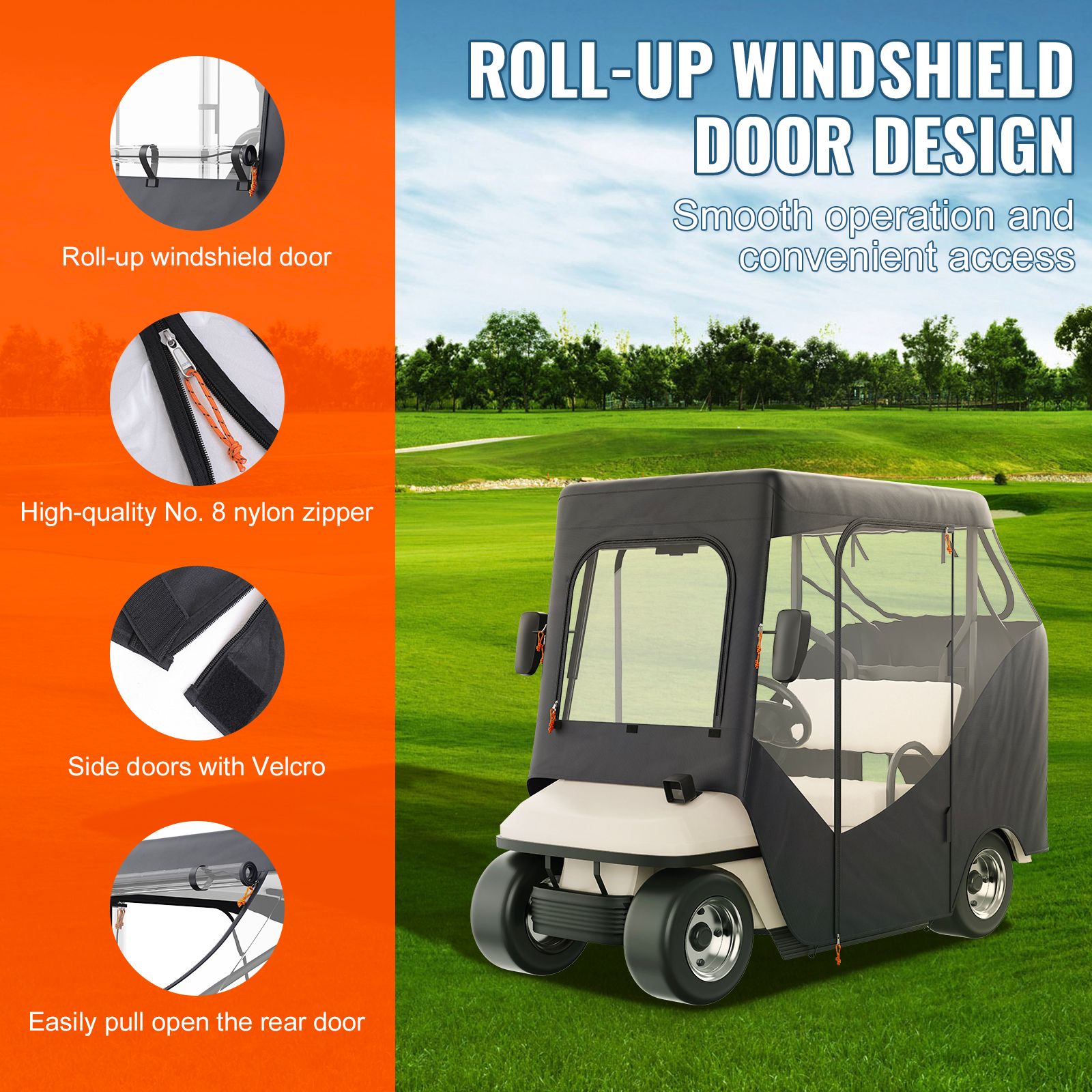 Golf Cart Enclosure, Polyester Driving Enclosure, Club Car Covers Suitable for 2-Seater Golf Carts, Sunproof and Dustproof Outdoor Cart Cover โ image 5