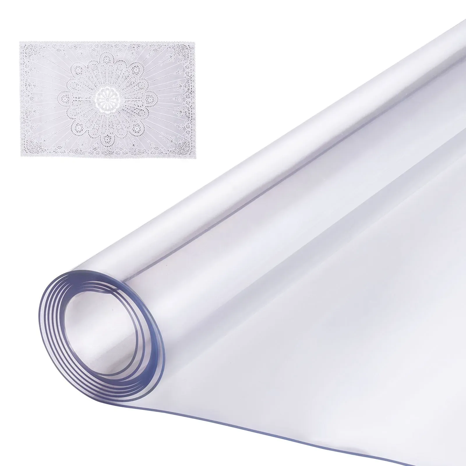 Plastic Table Cover, 48 x 48 Inch 1.5 mm Thick Clear Table Protector, Square PVC Desk Mat, Waterproof & Easy Cleaning Desk Pad Tablecloth, for Office Dresser