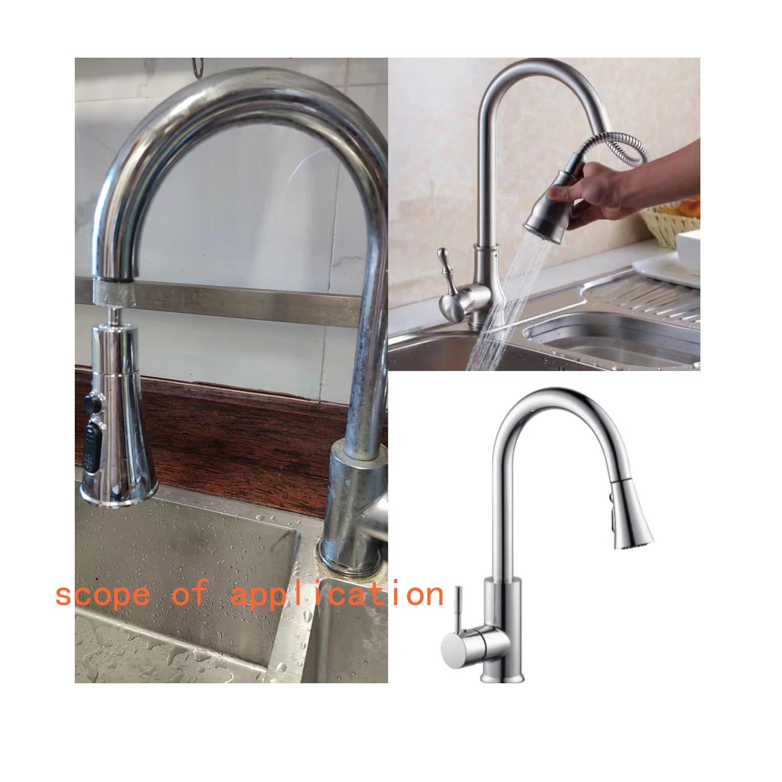 faucet spray shower head kitchen hose water sink chrome sprayer hand pull tap nozzle single splash held faucets โ image 4